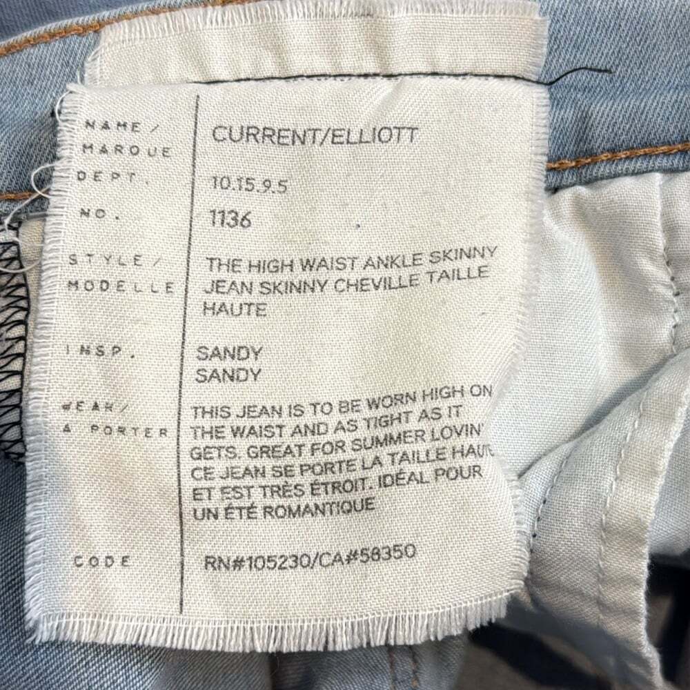 Current/Elliott The High Waist Ankle Skinny Jeans Size 29 - Picture 10 of 10